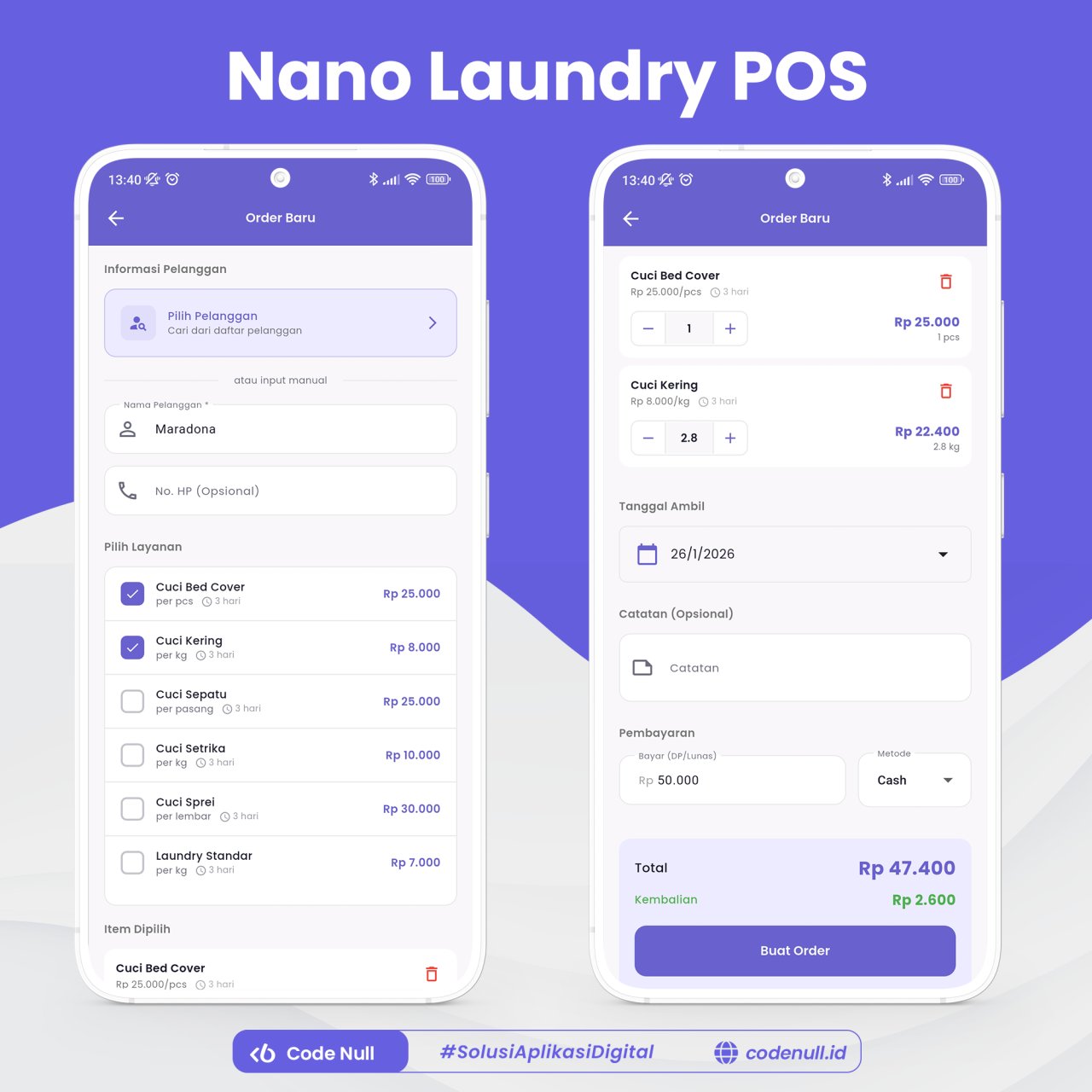 Aplikasi Android - Nano Laundry POS