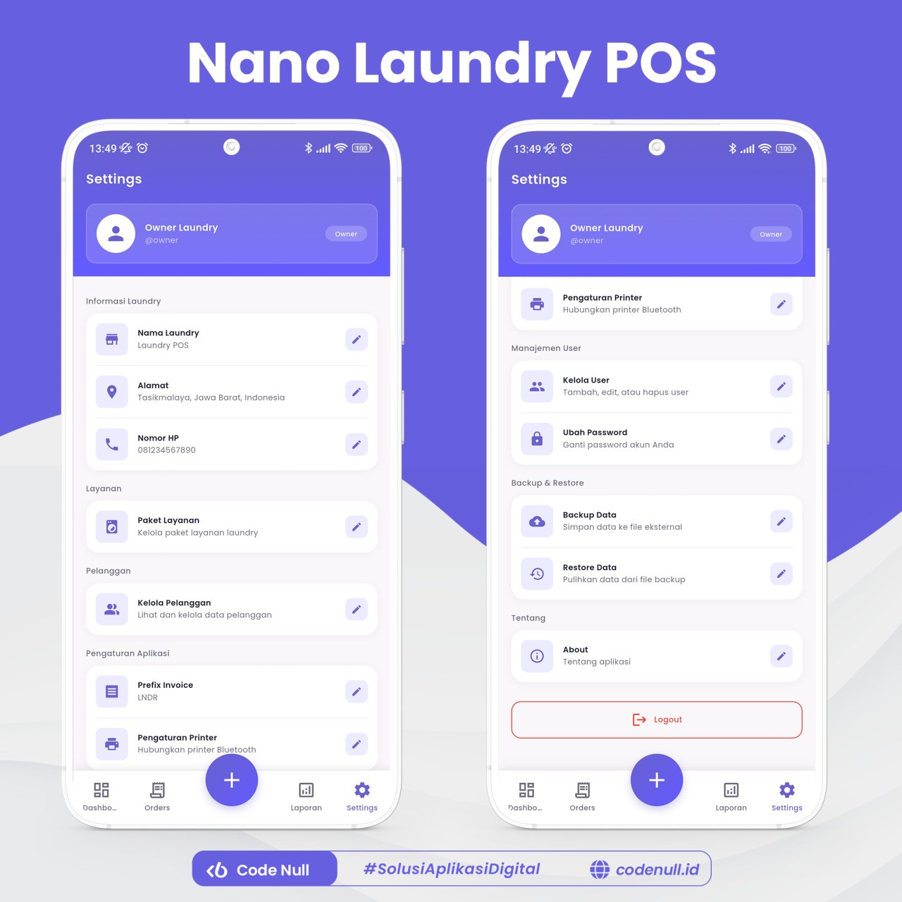 Aplikasi Android - Nano Laundry POS