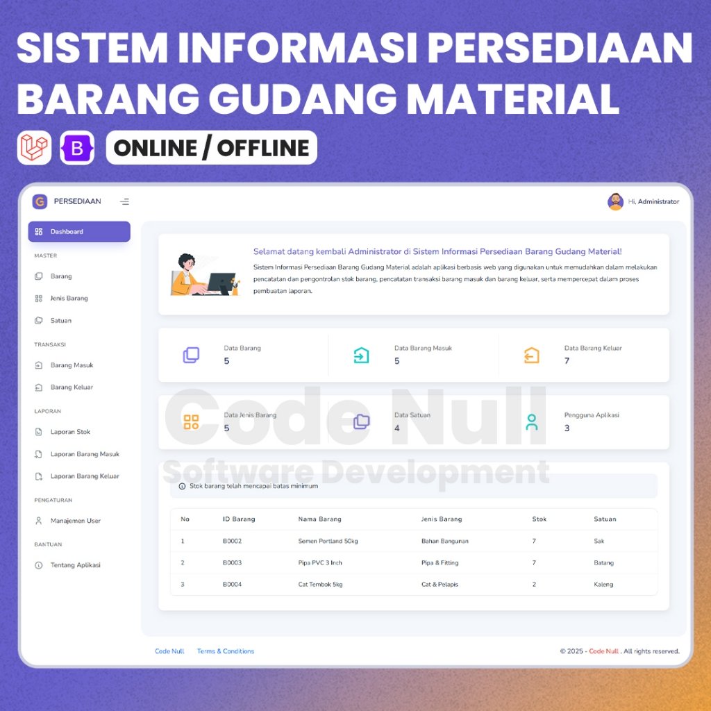 Sistem Informasi Persediaan Barang Gudang Material - Laravel